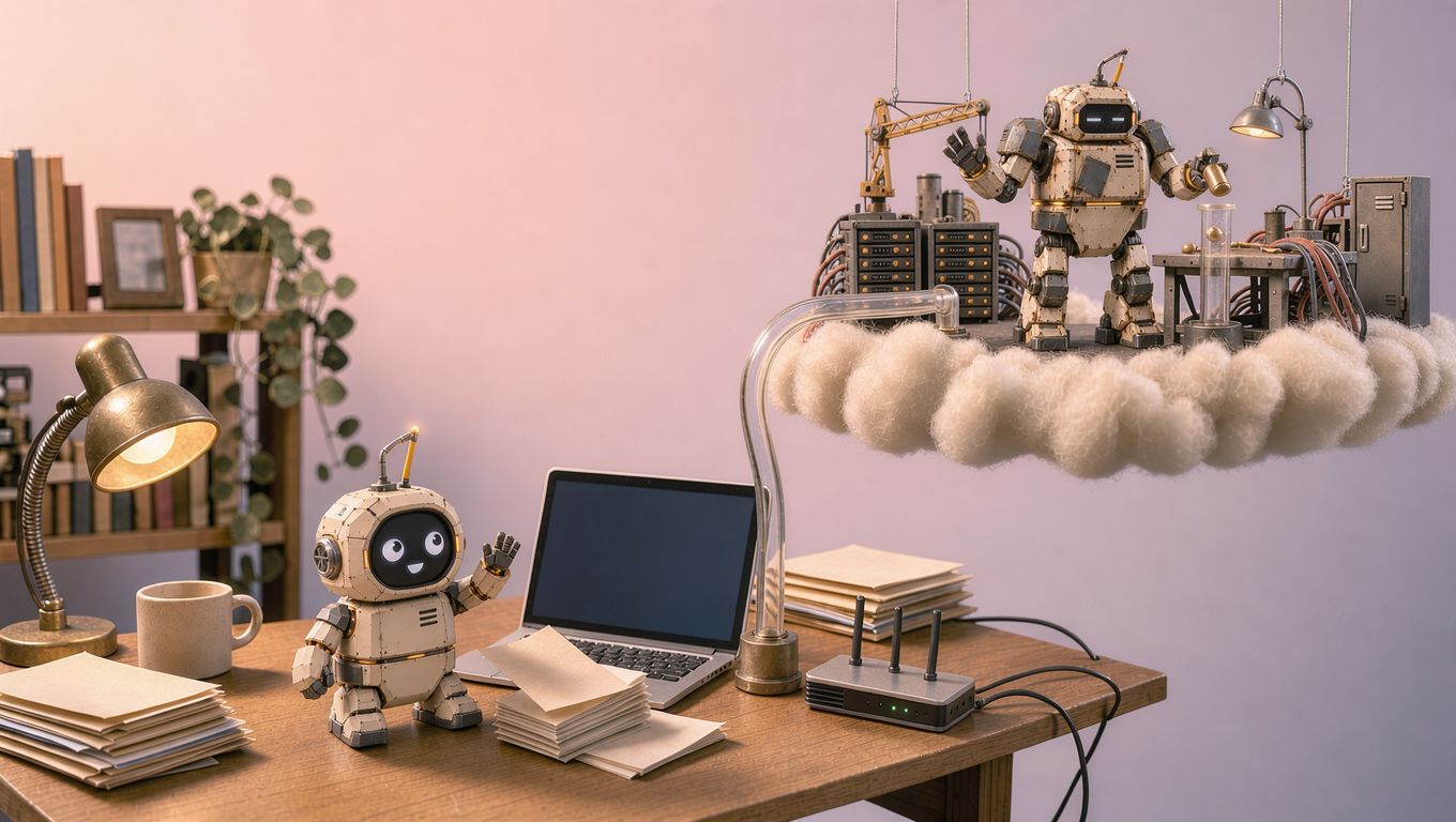 Both robots waving at sunrise